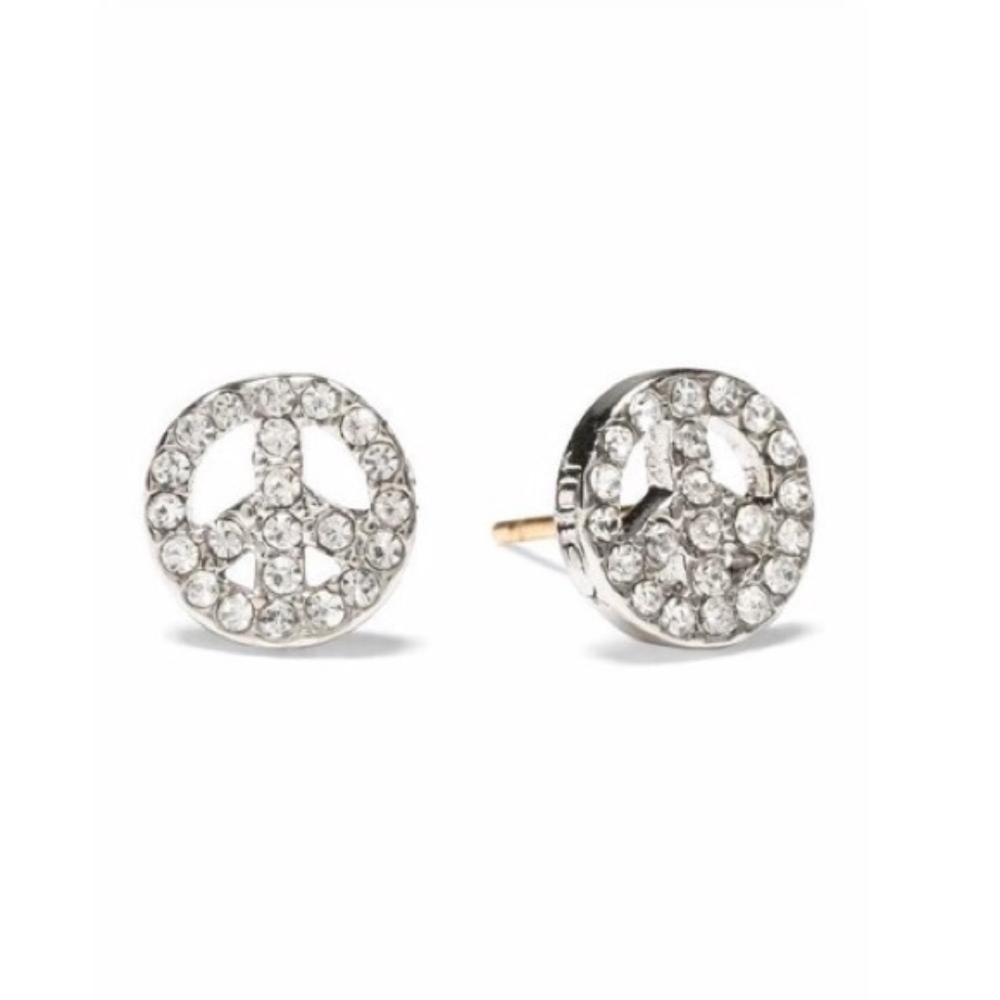 NWT Juicy Couture Peace Sign Pave Stud Earring